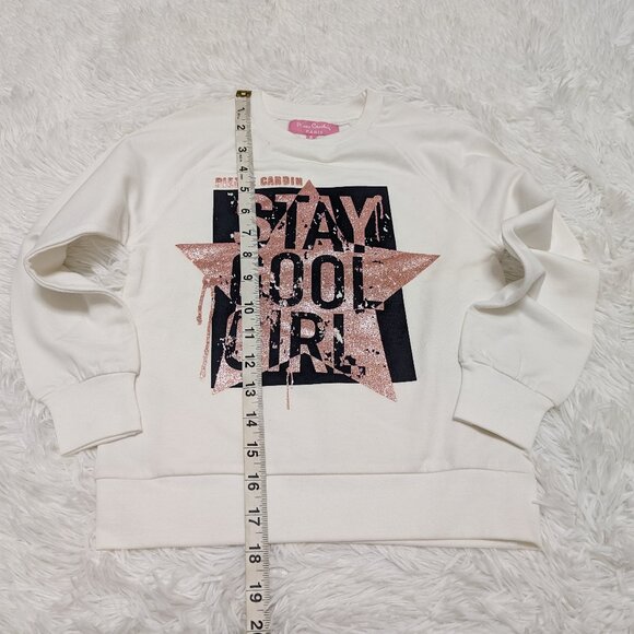 Solid White Girls Sweatshirt Casual Crew Neck Loopknit Long sleeve Size:5T NWOT - Picture 2 of 6